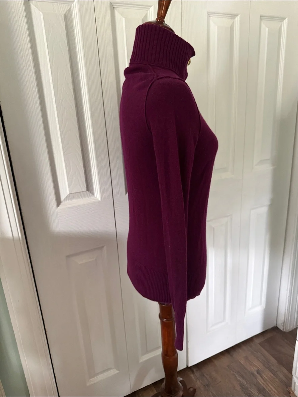 Tory Burch Audra Mock Neck Wool Cashmere Sweater Berry Sz XS